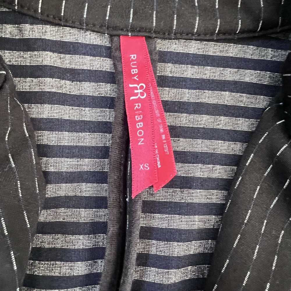 Ruby Ribbon Womens XS  Stretch Blazer Black White Geometric Business Office Core - Picture 4 of 5
